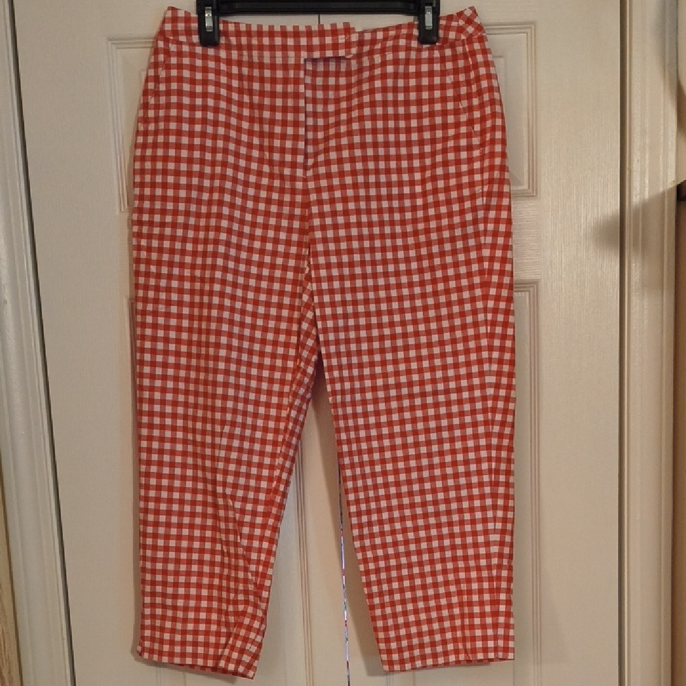 Talbots Red and White Gingham Chinos